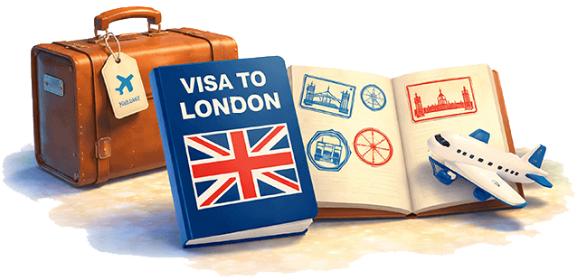 Чемодан, паспорт и атрибуты путешествия